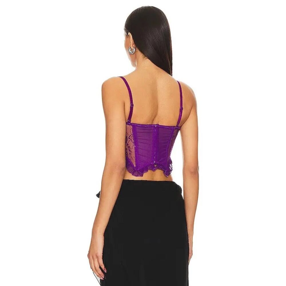 Guizio Aleia Ruffle Corset Top Amethyst Purple XS NWT Romantic Boned Bustier - Picture 3 of 10
